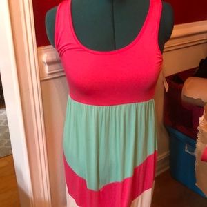 NWT chevron pink teal white Maxi dress